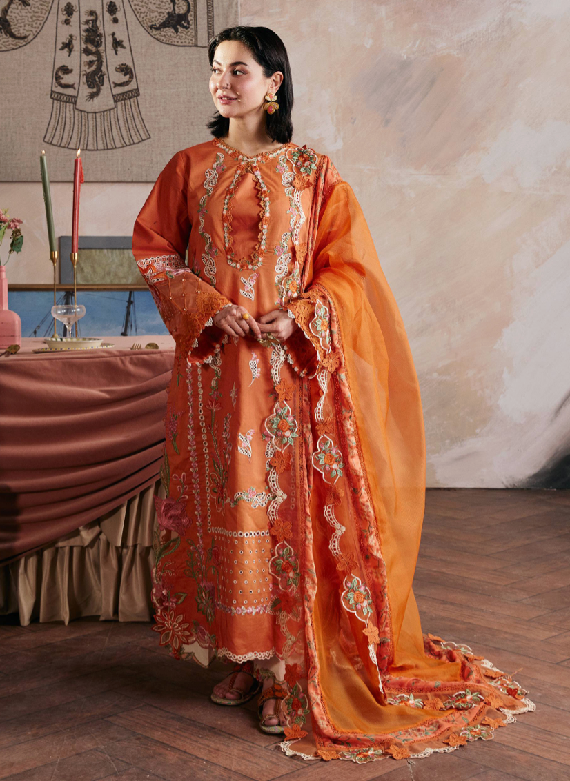 Sharjeena Embroidered lawn + organza dupatta