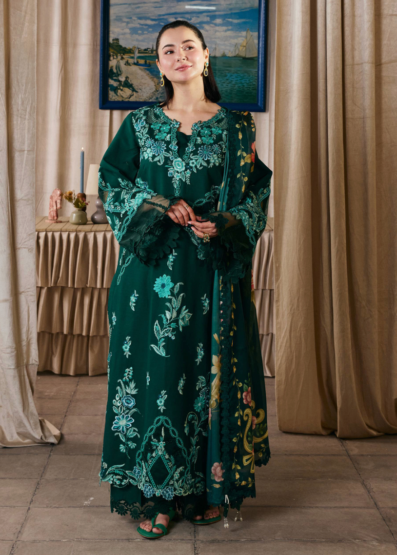 Maheer Embroidered lawn + printed silk dupatta
