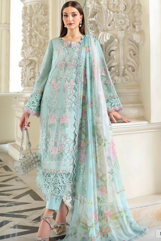 Maria B Lawn Vol – Mint Green Luxury Lawn Outfit