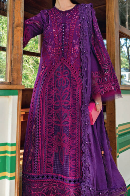 Maria B Lawn Vol Royal Purple Embroidered Lawn Suit