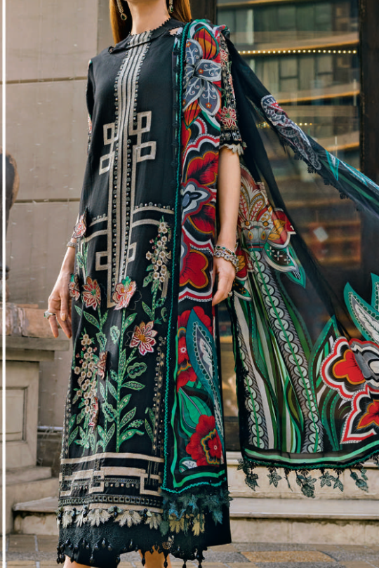 Maria B Lawn Vol 26 D11 – Black Multi Printed Lawn Suit
