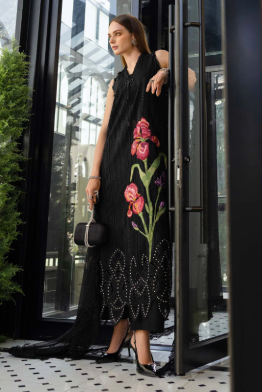 Maria B Lawn Vol 26 D10 – Black Floral Designer Lawn Outfit