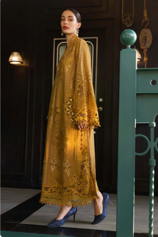 Maria B Lawn Vol  Mustard Gold Luxury Lawn Collection