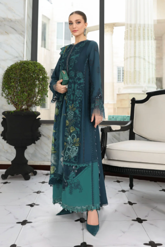 Maria B Lawn Vol  Midnight Blue Embroidered Lawn Suit