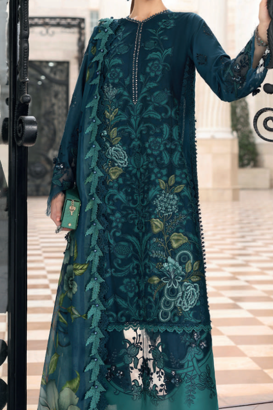 Maria B Lawn Vol  Midnight Blue Embroidered Lawn Suit