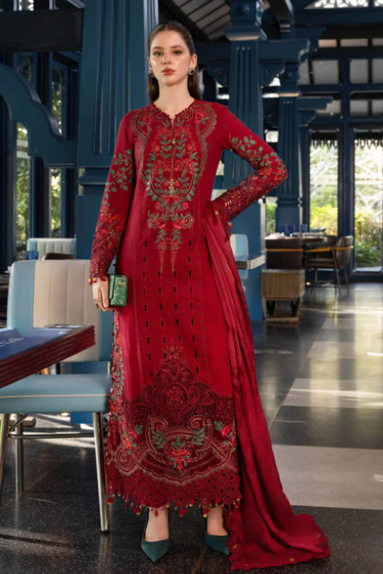 Maria B Lawn Vol  Ruby Red Festive Lawn Outfit