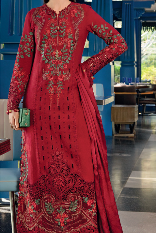 Maria B Lawn Vol  Ruby Red Festive Lawn Outfit