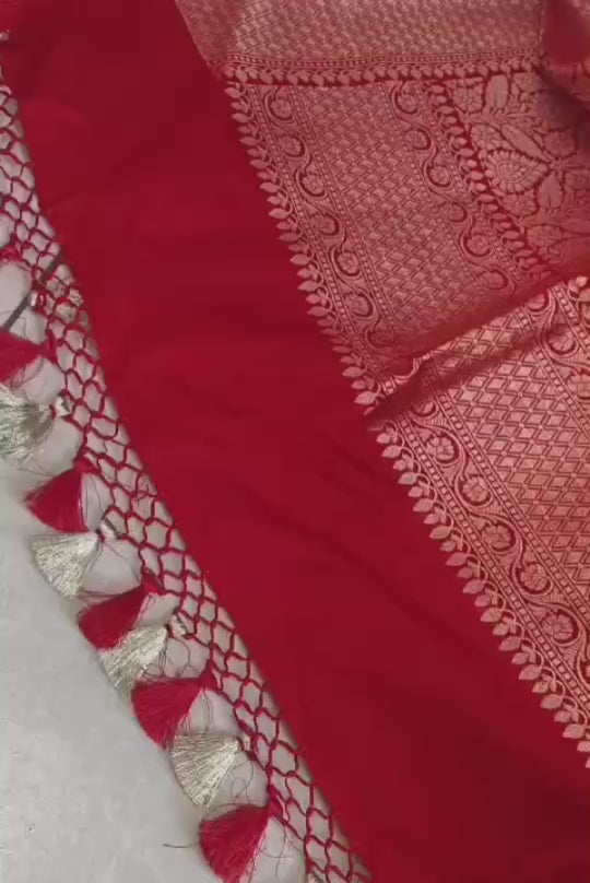 Three piece unstitch pure Banarasi  suit